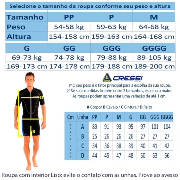 Roupa de Neoprene Curta Short John Mergulho Cressi Lido 2.0