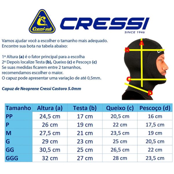 15255990675-capuz-castoro-1.jpg Capuz de Neoprene para Mergulho Cressi Hood Man 5.0