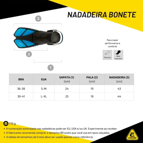 e4f8fe844967861894754fb915f81185 Nadadeira para Snorkel e Natação Cressi Bonete