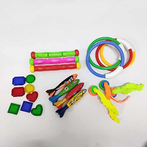 Version 1.0.0 Tachiuwa 22 peças kit de mergulho subaquático para piscina, brinquedos de mergulho, tesouros de peixe
