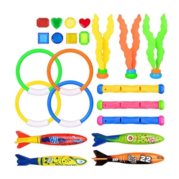 Version 1.0.0 Tachiuwa 22 peças kit de mergulho subaquático para piscina, brinquedos de mergulho, tesouros de peixe