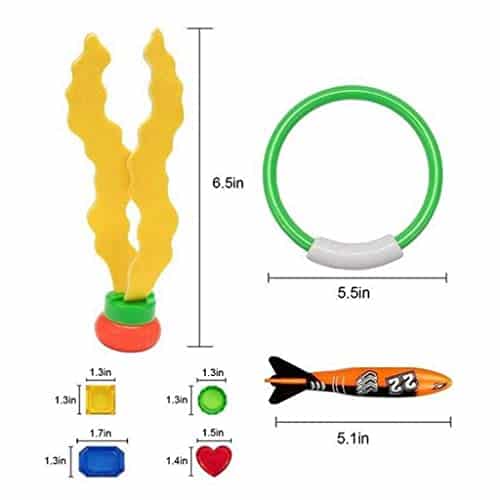 Version 1.0.0 Tachiuwa 22 peças kit de mergulho subaquático para piscina, brinquedos de mergulho, tesouros de peixe